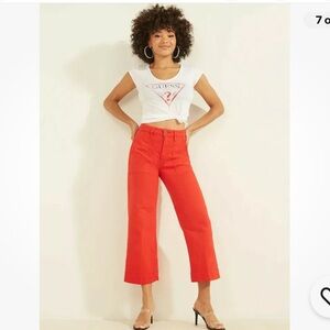 GUESS Women's red Cropped Straight Leg Jeans size 27 NWT